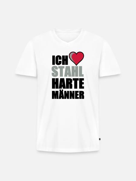 Stahlharte Männer Geschenk - Männer Premium Bio T-Shirt mit V-Ausschnitt - Weiß