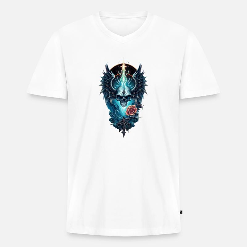 Atemberaubender Schädel - Männer Premium Bio T-Shirt mit V-Ausschnitt - Weiß