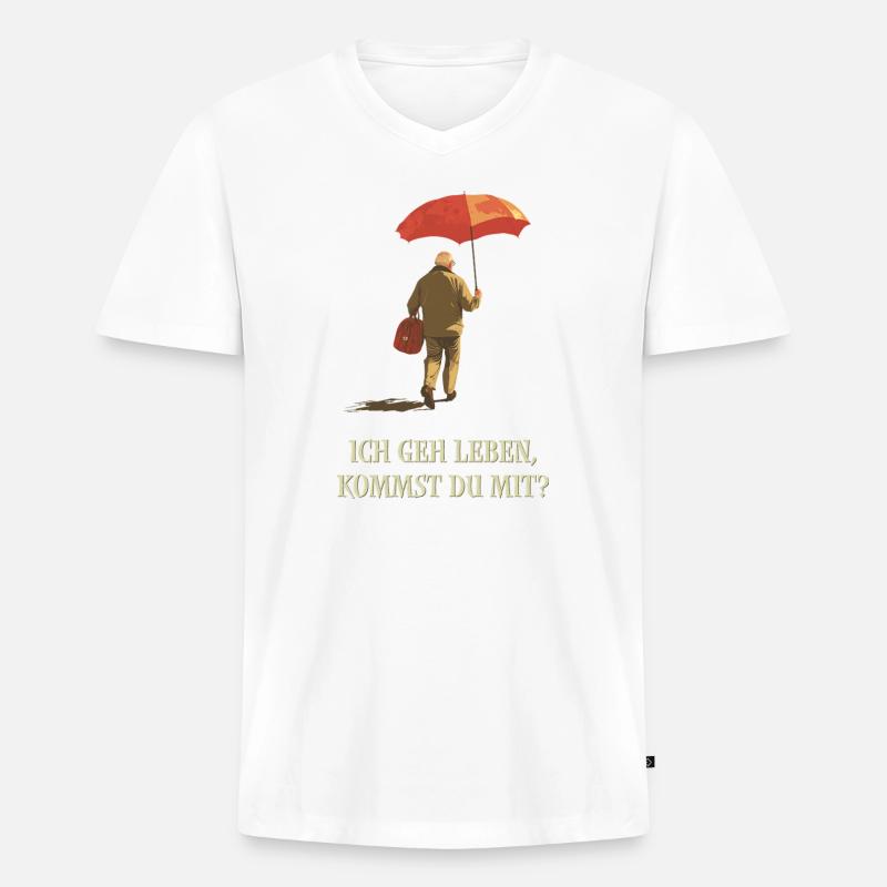 Ich geh leben - kommst du mit? - Männer Premium Bio T-Shirt mit V-Ausschnitt - Weiß