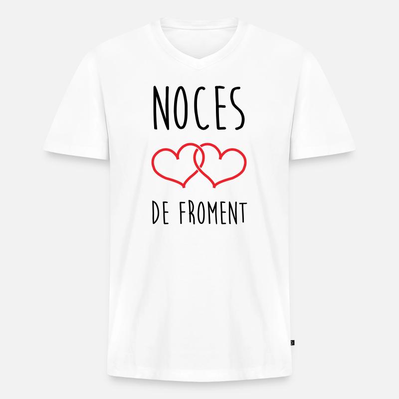 Weizenhochzeit 3 Jahre Ehe - Männer Premium Bio T-Shirt mit V-Ausschnitt - Weiß