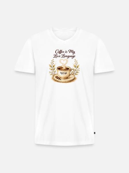coffe_ist_my_live_language - Men's Premium Organic T-shirt with V-neck - white
