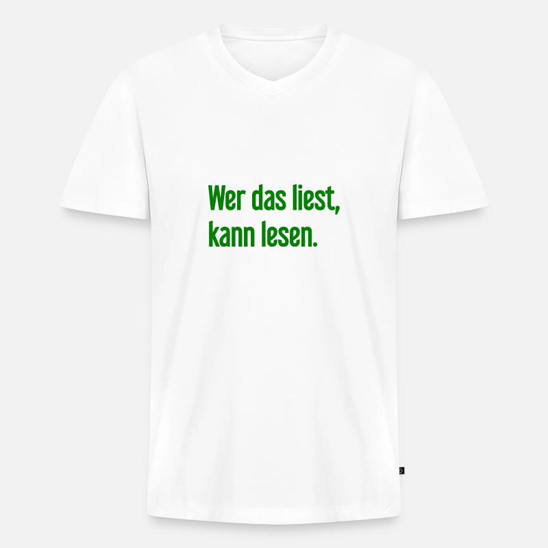 Wer das liest, kann lesen. - Männer Premium Bio T-Shirt mit V-Ausschnitt - Weiß