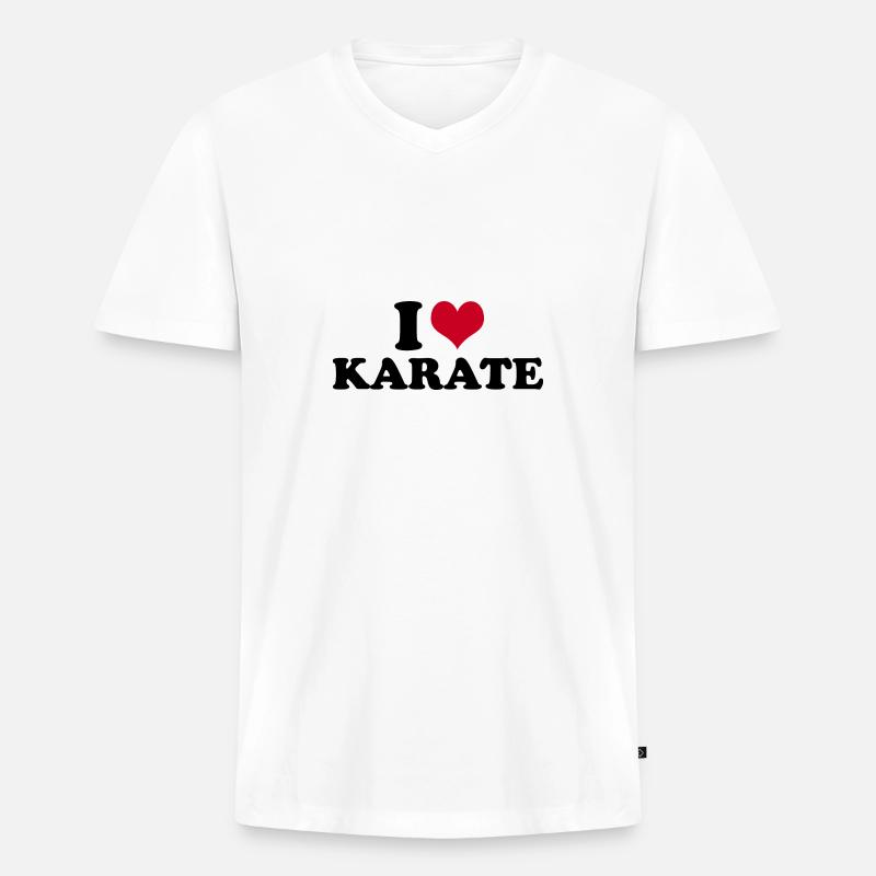 I Love Karate - Männer Premium Bio T-Shirt mit V-Ausschnitt - Weiß