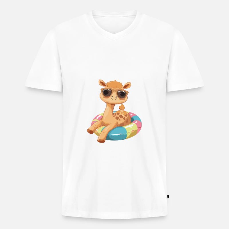 Kamel Comic Cool - Männer Premium Bio T-Shirt mit V-Ausschnitt - Weiß