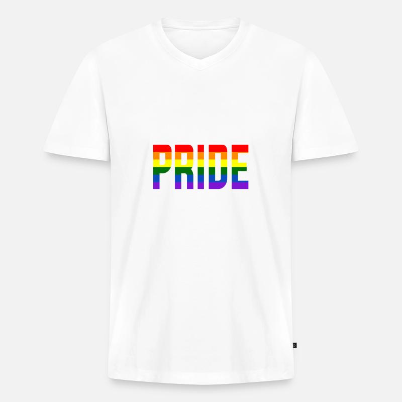 Pride Regenbogen - Männer Premium Bio T-Shirt mit V-Ausschnitt - Weiß