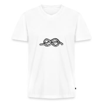 Voilier Voile Tau Navire Noeud - T-shirt encolure en V Premium bio Homme - blanc - Devant - Nico (187cm)
