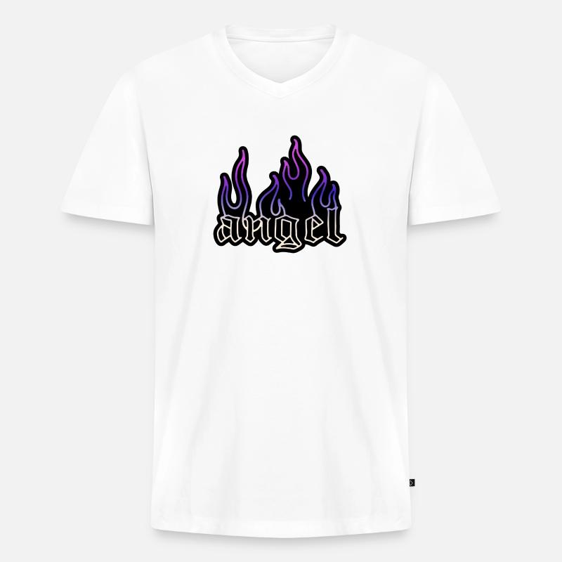 Engel - Männer Premium Bio T-Shirt mit V-Ausschnitt - Weiß