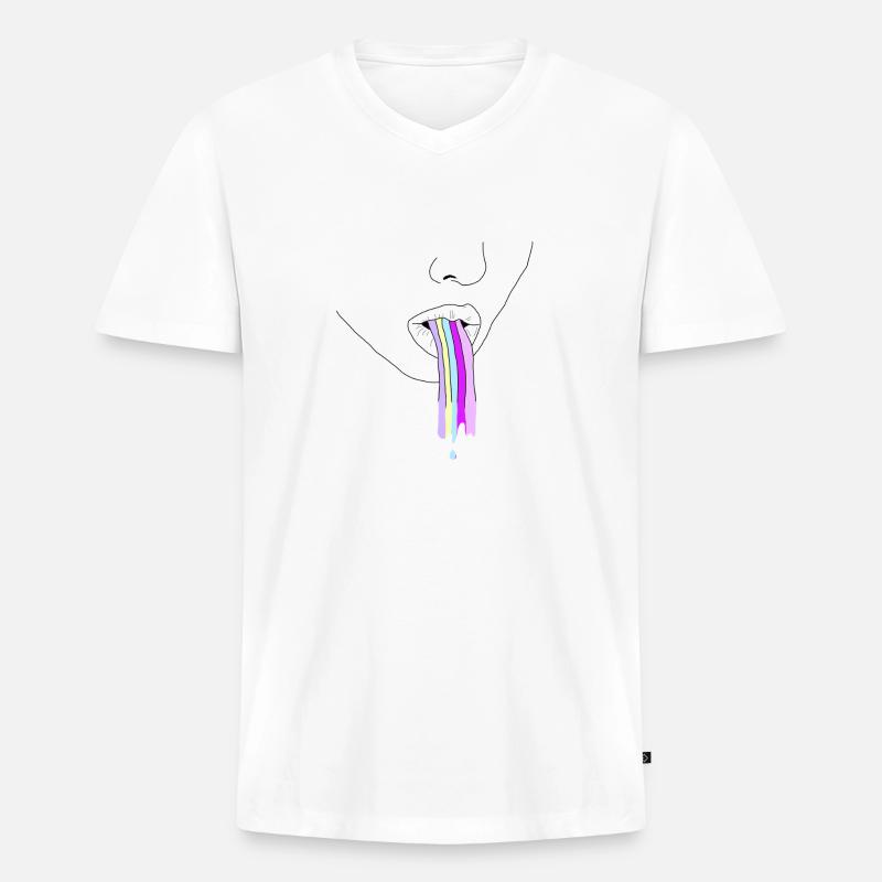 rainbow - Männer Premium Bio T-Shirt mit V-Ausschnitt - Weiß