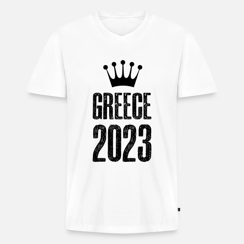 Greece 2023 Krone - Männer Premium Bio T-Shirt mit V-Ausschnitt - Weiß