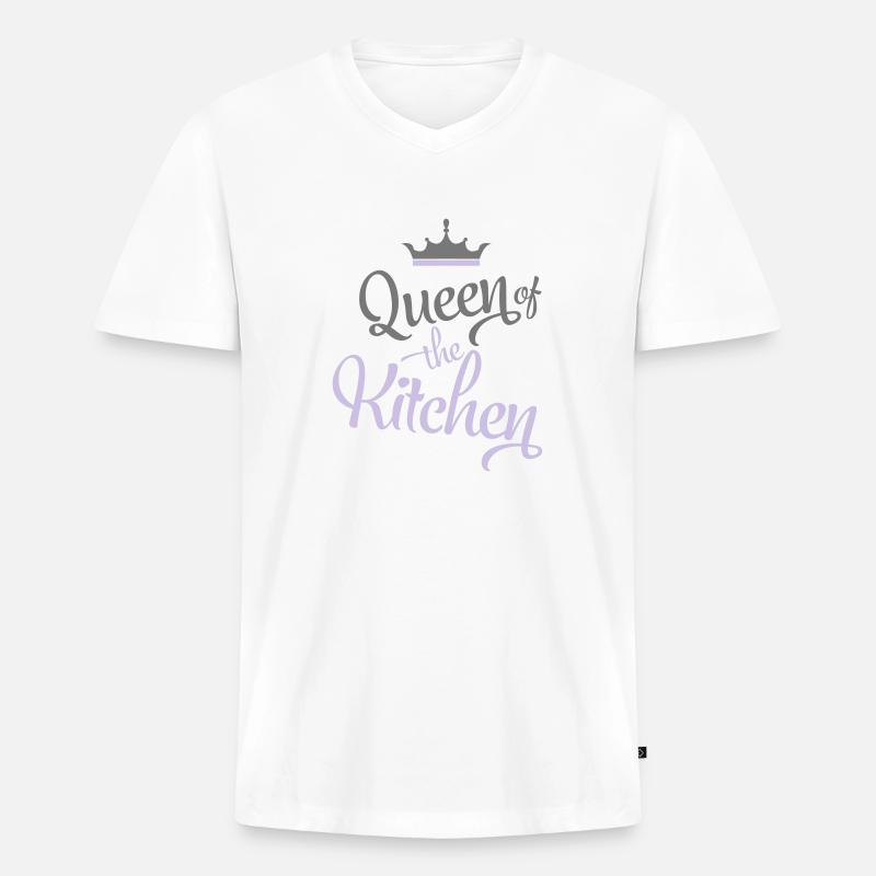 kochen - Männer Premium Bio T-Shirt mit V-Ausschnitt - Weiß