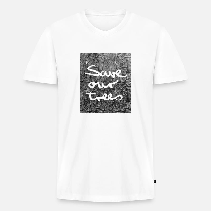 Save-our-trees - Männer Premium Bio T-Shirt mit V-Ausschnitt - Weiß