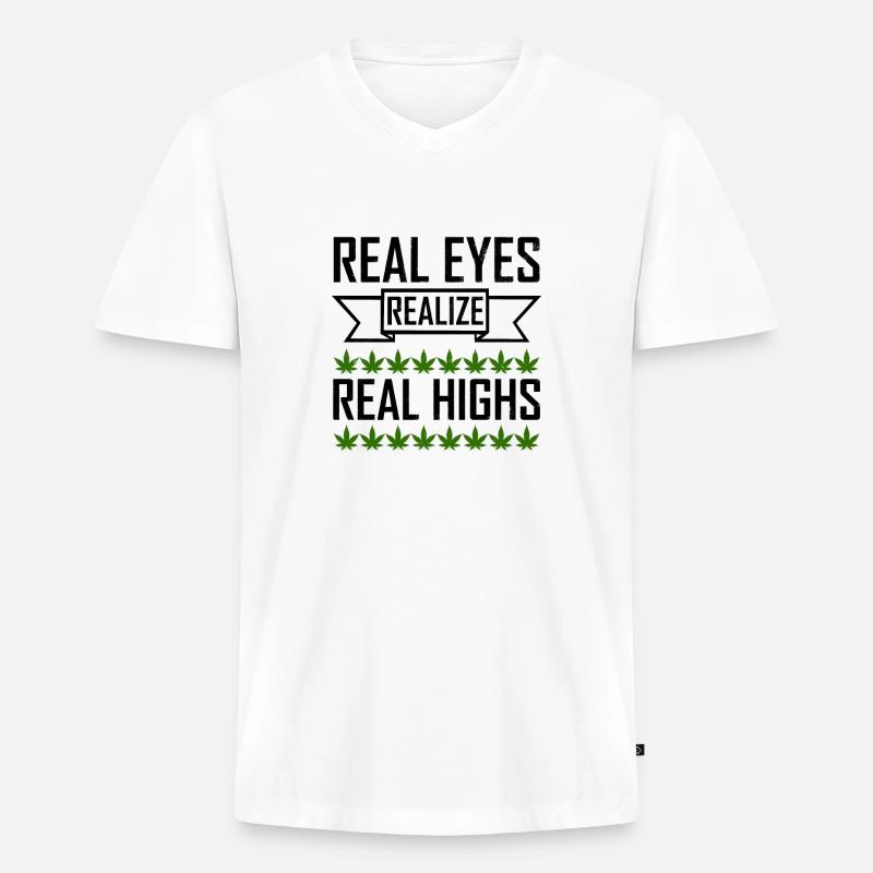 Weed - Männer Premium Bio T-Shirt mit V-Ausschnitt - Weiß