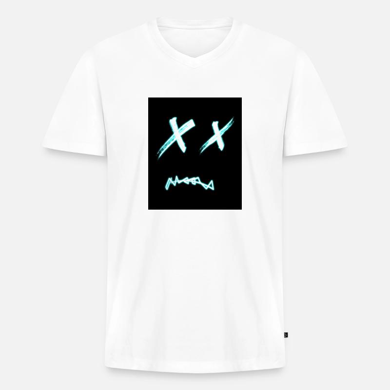 Maske - Männer Premium Bio T-Shirt mit V-Ausschnitt - Weiß