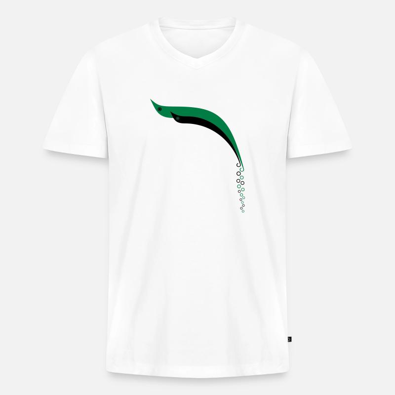 Bubble Fish - Männer Premium Bio T-Shirt mit V-Ausschnitt - Weiß