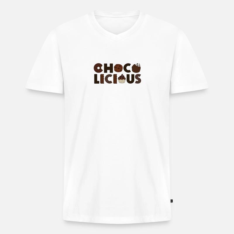 Schokoladen Design - CHOCO LICIOUS - Männer Premium Bio T-Shirt mit V-Ausschnitt - Weiß