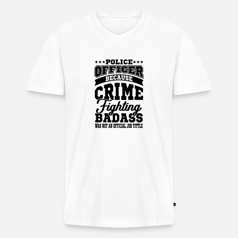 Polizei - Männer Premium Bio T-Shirt mit V-Ausschnitt - Weiß