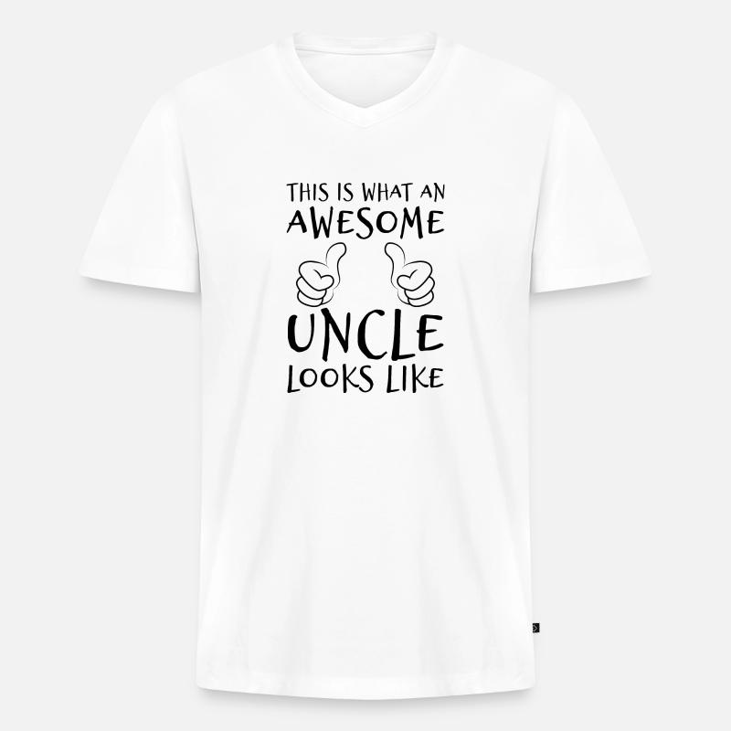 Onkel Geschenk - Männer Premium Bio T-Shirt mit V-Ausschnitt - Weiß