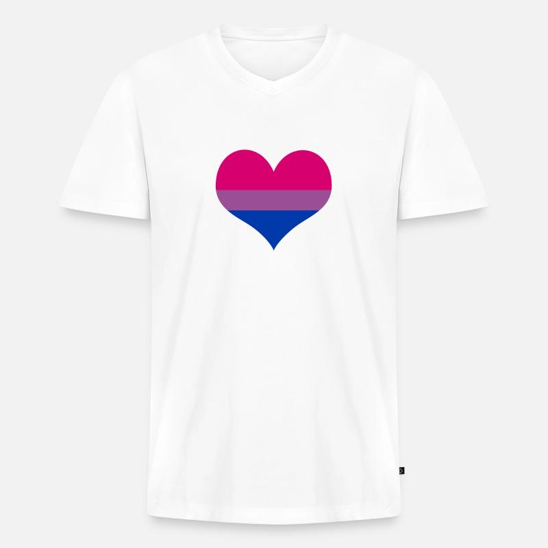 Bisexuelle Pride Flagge - Männer Premium Bio T-Shirt mit V-Ausschnitt - Weiß