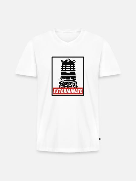 Exterminate - T-shirt encolure en V Premium bio Homme - blanc