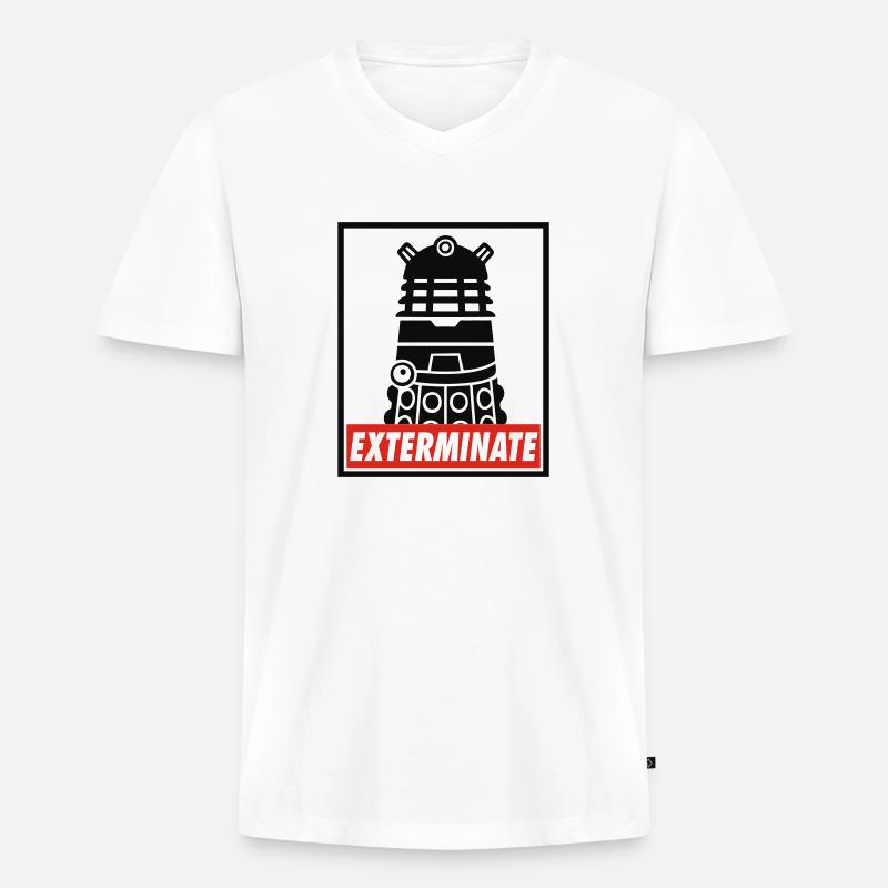 Dalek - Männer Premium Bio T-Shirt mit V-Ausschnitt - Weiß