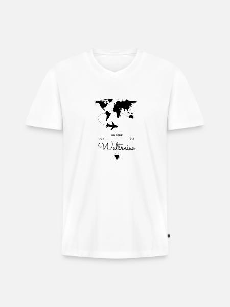 Weltreise Geschenkidee - Männer Premium Bio T-Shirt mit V-Ausschnitt - Weiß