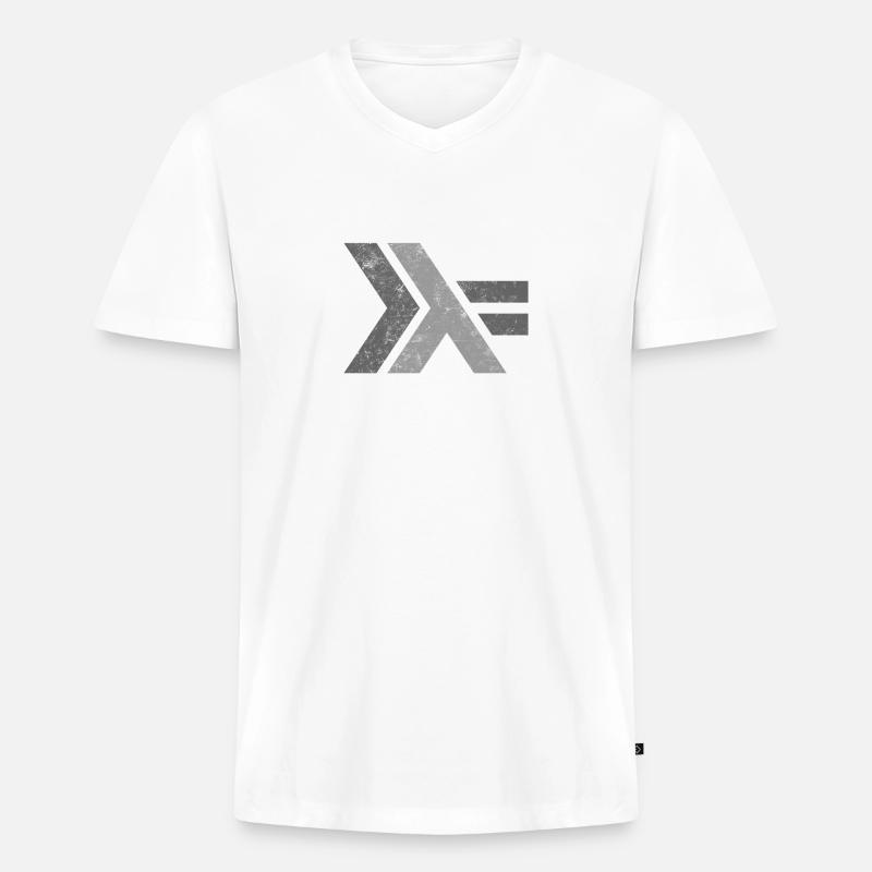 Haskell Programmiersprache Logo Design - Männer Premium Bio T-Shirt mit V-Ausschnitt - Weiß