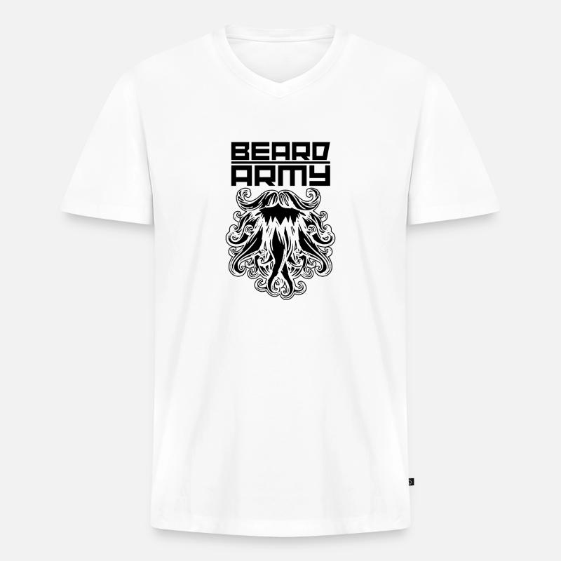 beard army bart arme - Männer Premium Bio T-Shirt mit V-Ausschnitt - Weiß
