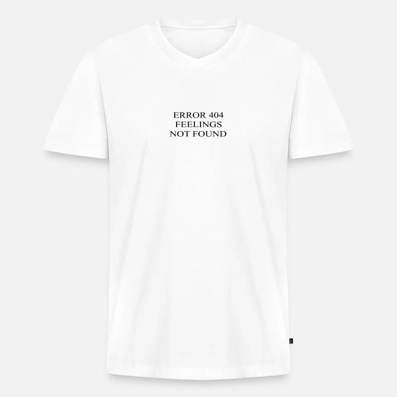 Error 404 Feelings not found Depressionen Spruch - Männer Premium Bio T-Shirt mit V-Ausschnitt - Weiß