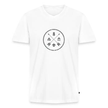 scout - T-shirt encolure en V Premium bio Homme - blanc - Devant - Nico (187cm)