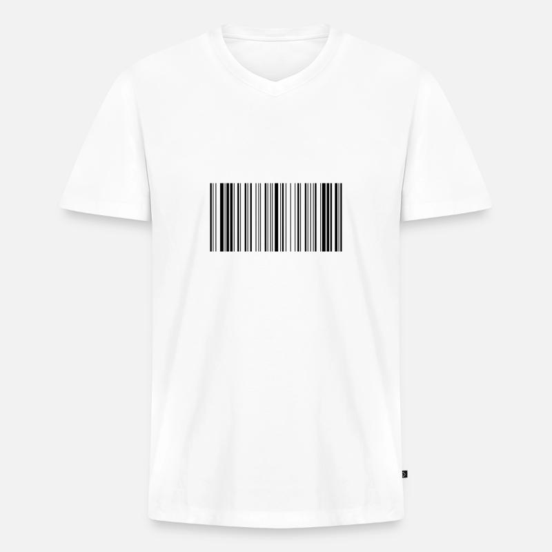 Regalo di colpi di scansione dello scanner scancode di codici a barre - Maglietta ecologica premium da uomo con scollo a V - bianco