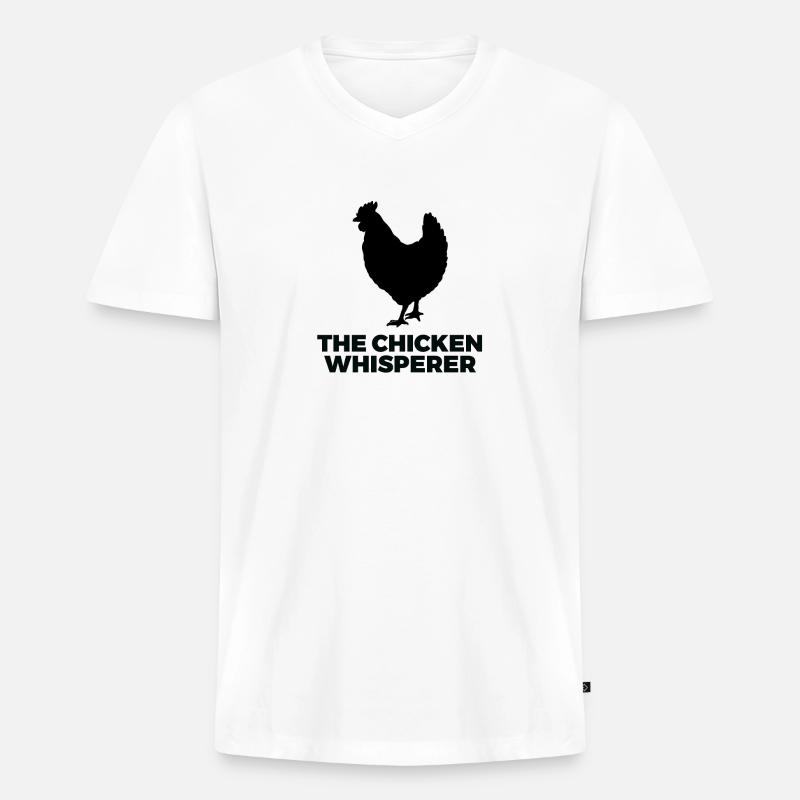 Der Hühnerflüsterer - Männer Premium Bio T-Shirt mit V-Ausschnitt - Weiß