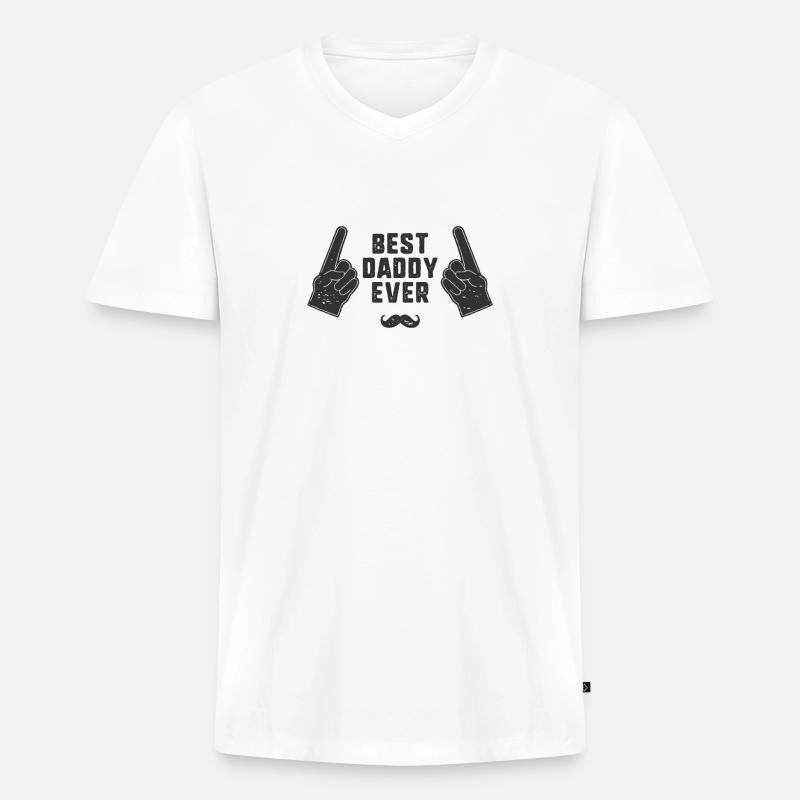 BEST DADDY EVER - Männer Premium Bio T-Shirt mit V-Ausschnitt - Weiß