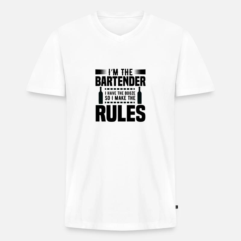 Ich bin der Barkeeper - Männer Premium Bio T-Shirt mit V-Ausschnitt - Weiß