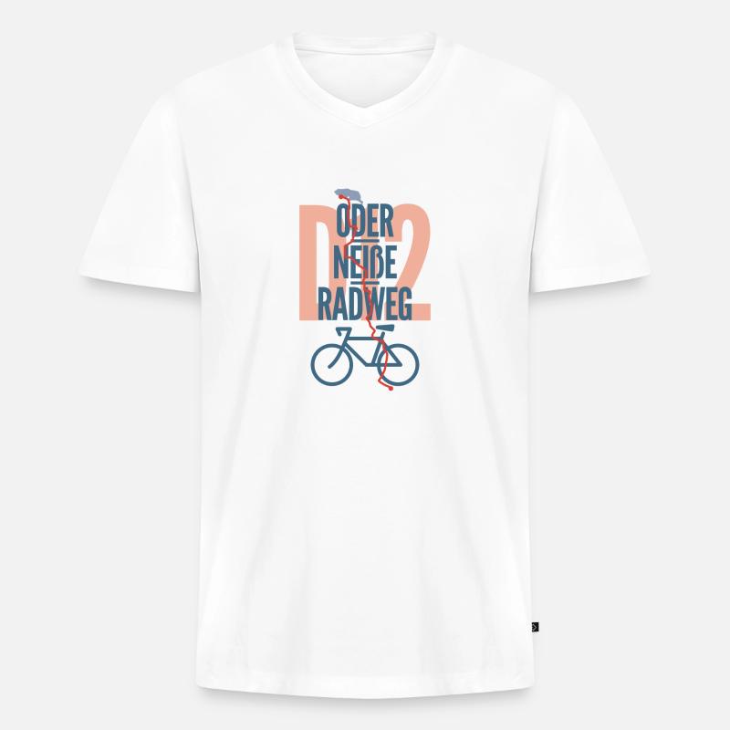 Oder-Neiße-Radweg - Männer Premium Bio T-Shirt mit V-Ausschnitt - Weiß