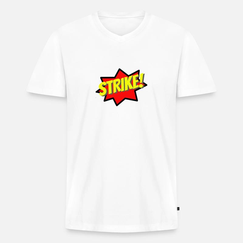 Bowling Strike - Männer Premium Bio T-Shirt mit V-Ausschnitt - Weiß