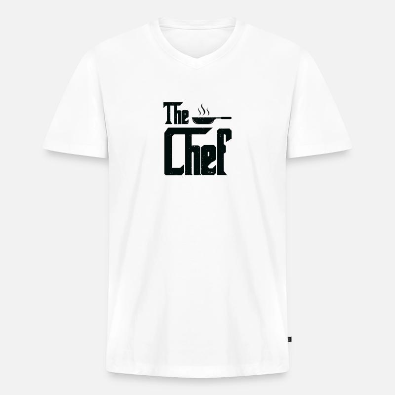 Der Küchenchef - Männer Premium Bio T-Shirt mit V-Ausschnitt - Weiß