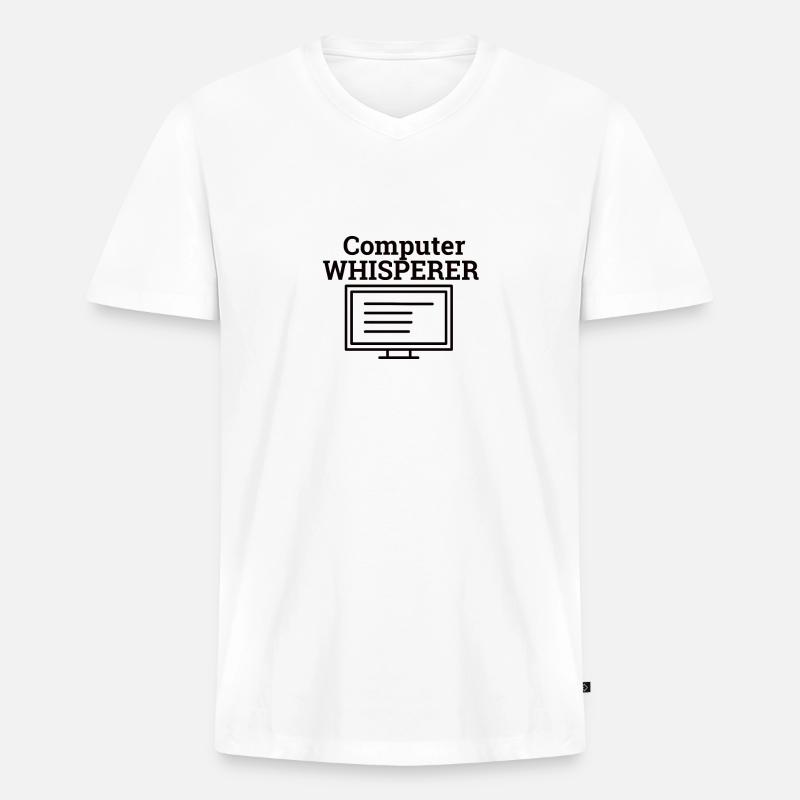 "Computer Whisperer" | Informatik - Männer Premium Bio T-Shirt mit V-Ausschnitt - Weiß