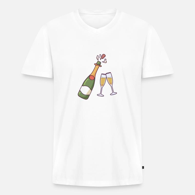 Flaschen und Gläser - Männer Premium Bio T-Shirt mit V-Ausschnitt - Weiß
