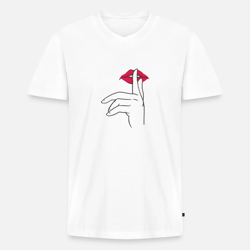 heul leise – Pschhh Geschenkidee - Männer Premium Bio T-Shirt mit V-Ausschnitt - Weiß