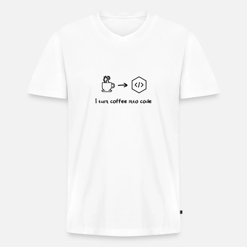 Coffee software developer engineer programmer - Men's Premium Organic T-shirt with V-neck - white