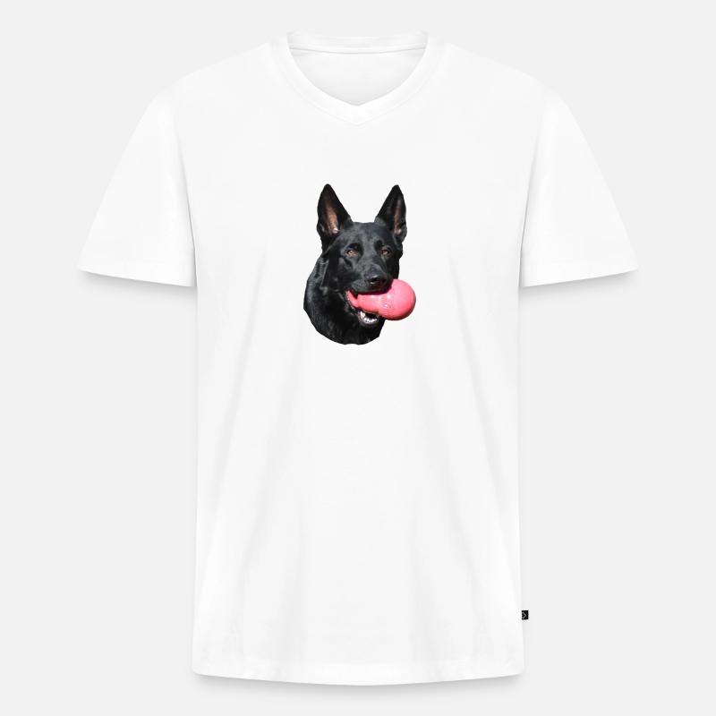 Schäferhund Deutscher Schäferhund schwarzer Hunde - Männer Premium Bio T-Shirt mit V-Ausschnitt - Weiß