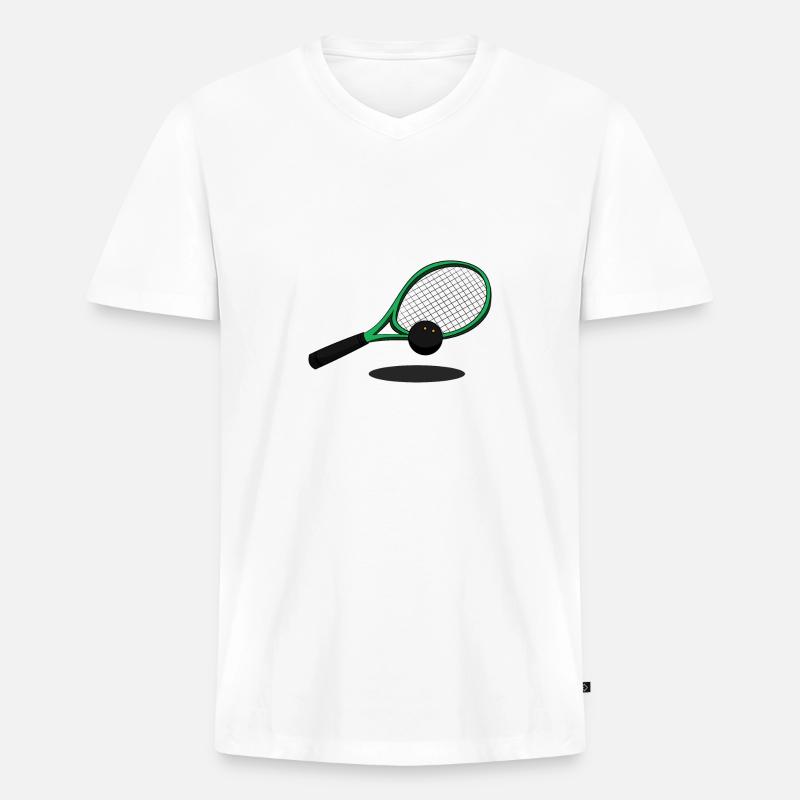 Squashball Squashball Schläger Squashen Squash - Männer Premium Bio T-Shirt mit V-Ausschnitt - Weiß