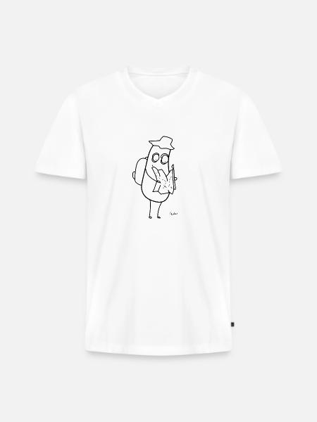 Chillions Tourist - Männer Premium Bio T-Shirt mit V-Ausschnitt - Weiß