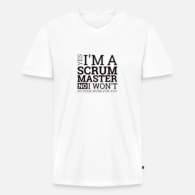 "Scrum Master" | Programmierer - Männer Premium Bio T-Shirt mit V-Ausschnitt - Weiß