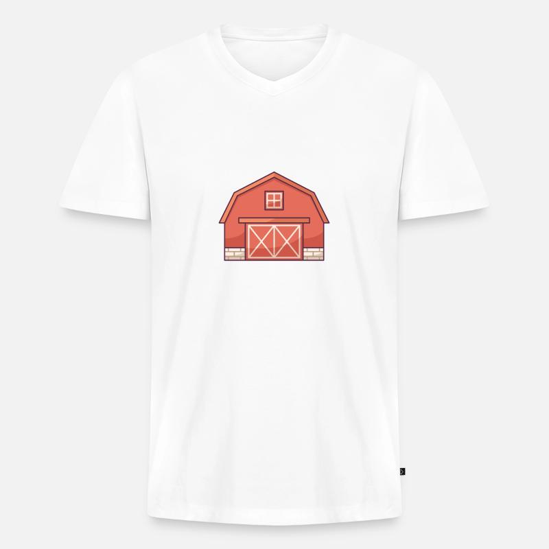 Bio-Landwirtschaft Scheune - Männer Premium Bio T-Shirt mit V-Ausschnitt - Weiß