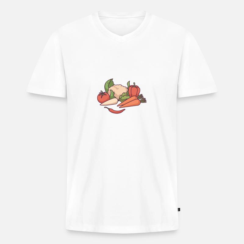 Anbau - Männer Premium Bio T-Shirt mit V-Ausschnitt - Weiß