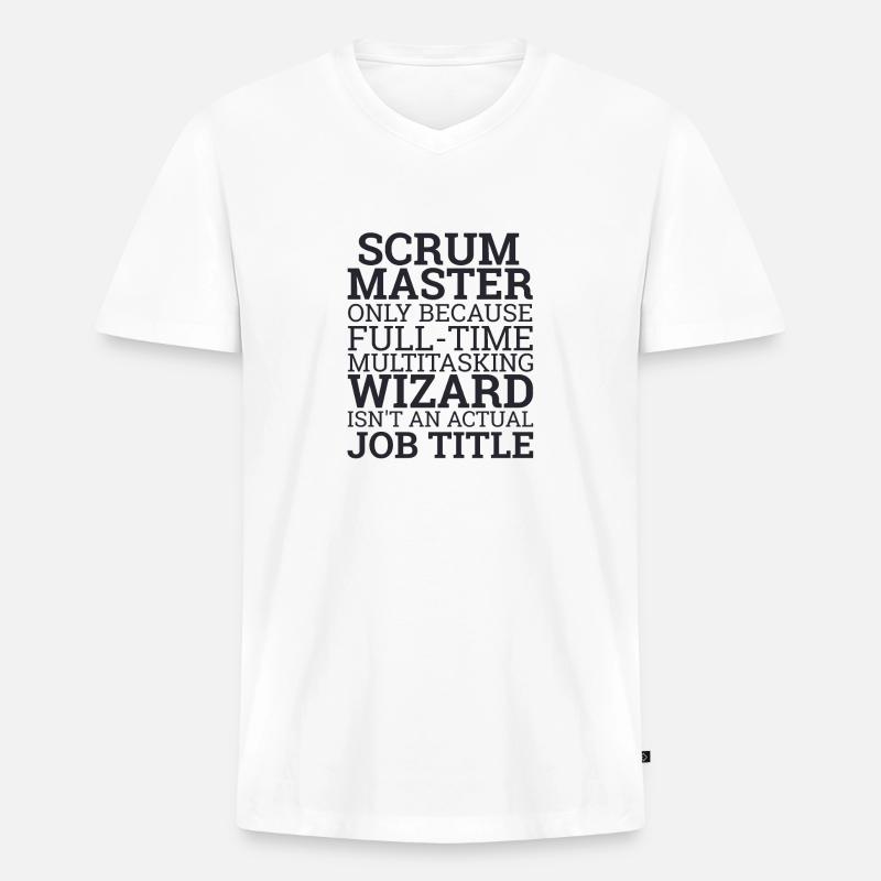 "Scrum Master" | Scrum Master - Männer Premium Bio T-Shirt mit V-Ausschnitt - Weiß