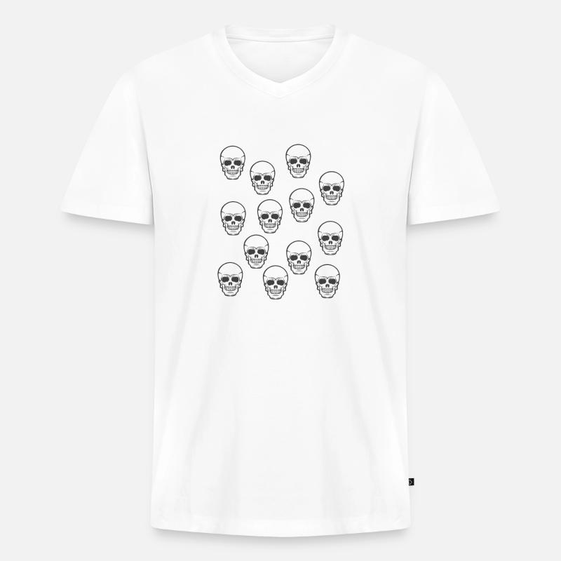 SkullsTotenkopf Totenköpfe - Männer Premium Bio T-Shirt mit V-Ausschnitt - Weiß