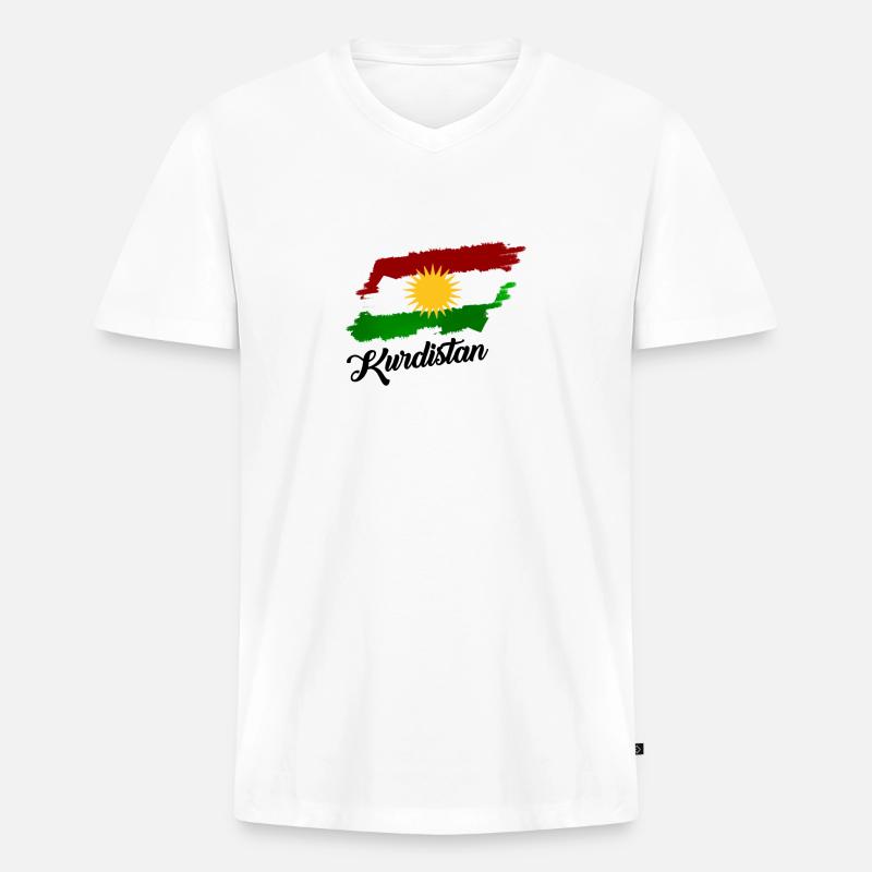 Kurde Kurdistan Biji Kurdistan - Männer Premium Bio T-Shirt mit V-Ausschnitt - Weiß