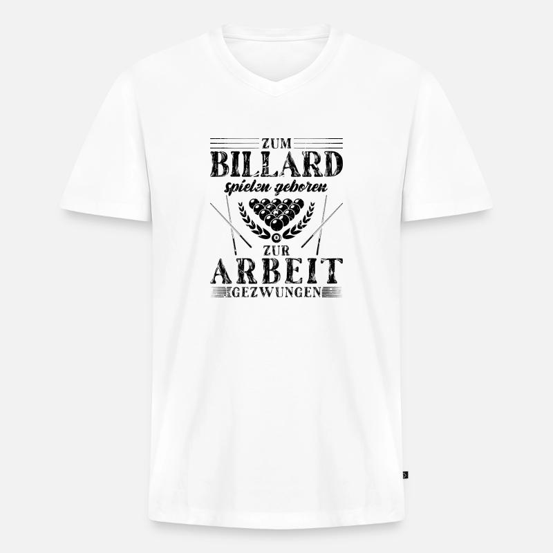 Billardtisch Billardkugel Motiv Billard Queue - Männer Premium Bio T-Shirt mit V-Ausschnitt - Weiß